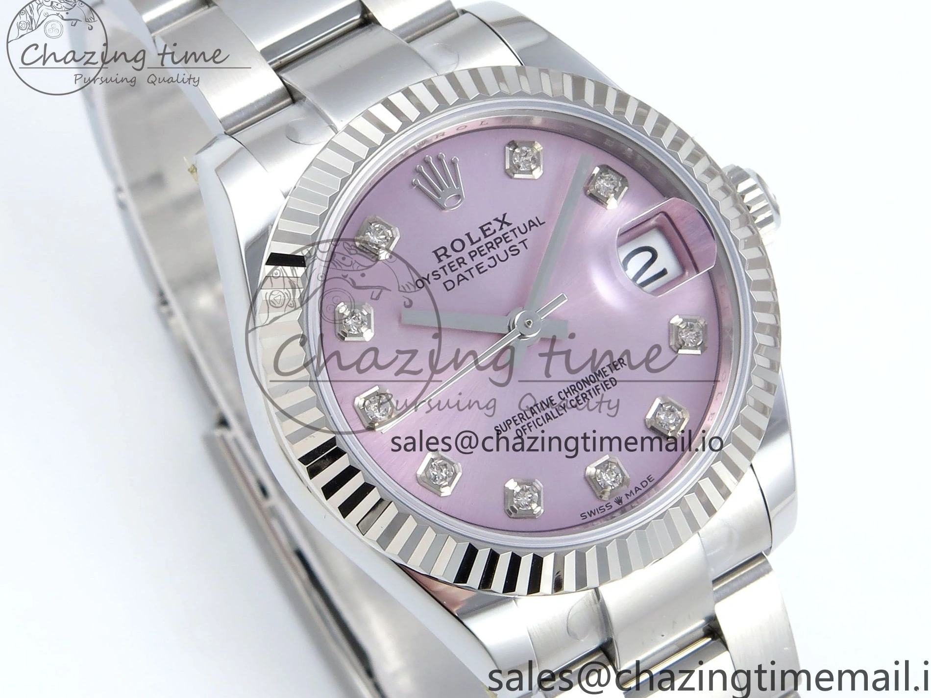 0523 Timeless DateJust 31 278274 ARF 1:1 Best Edition 904L Steel Pink Diamonds Dial on SS Oyster Bracelet ETA 557